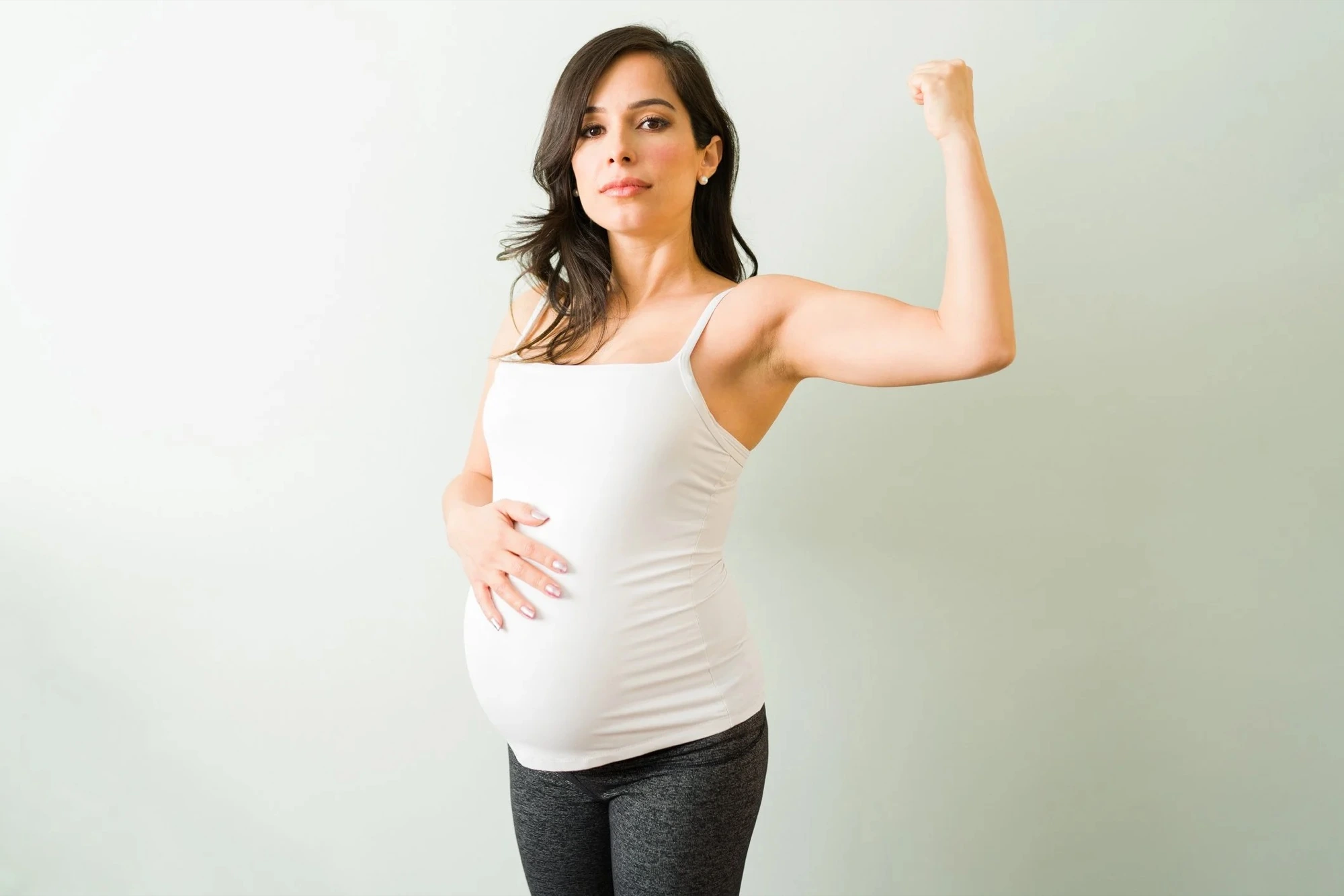 A pregnant woman exercising